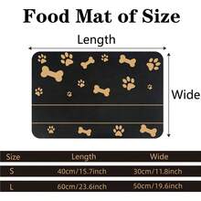 Personalized Cat Dog Food Mat With Names - Non-Slip, Waterproof, Custom Pet Fedding Mat With Bone And Paw Prints - Brown - View 2