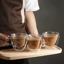 1pc Cartoon Cat Double-Layer Handle Glass Coffee Cup, Insulated & Heat-Resistant. Heart-Shaped Double-Wall Glass Cup, Cute Cat Drinkware. Birthday Gift, Valentine's Day Gift, Back To School Gift - Multicolor - View 10