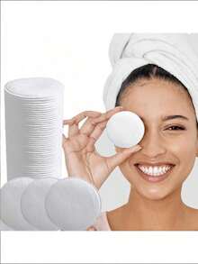 100pcs Round Facial Makeup Remover Pads, Double-Sided Disposable Cleansing Pads, Suitable For Face Washing And Skincare, 3-Ply Thickened Double-Sided Makeup Remover Pads, Soft And Skin-Friendly, Can Also Remove Nail Polish, Disposable Round Facial Cleansing Makeup Remover Pads, Travel Friendly - White - View 8