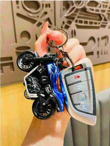 1个2026新款精美礼品逼真摩托车模型钥匙扣，3D摩托车造型金属风格减压吊坠，时尚配饰，适用于背包、手提包、通勤、日常使用 - 创意设计，轻巧便携，礼品 - 彩色 - 查看 7