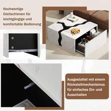 Living Room Coffee Table, 70 X 70 X 31 Cm, Geometric Cubic Design, Side Table With Drawer, Uniquely Shaped Marble Veneer Table, Coffee Table, Storage Table, Game Table - White - View 7