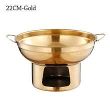Olla caliente duradera de 20/22 cm de acero inoxidable, estufa gruesa con doble asa, utensilios de cocina para el hogar - 22CM-Oro - Ver 8