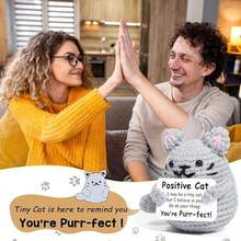 1件充满正能量的钩针编织猫咪摆件，圣诞节礼物，送给爱猫人士的温馨小礼物，送给女士、男士、母亲、父亲的礼物，生日礼物，情人节礼物，可爱主题装饰品 - 彩色 - 查看 4