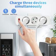 CILIA 3-Hole German Standard Outlet Adapter, Max Power 3680W, 250V/16A, Space-Saving Multi-Outlet Design, Suitable For Office, Home And Travel, No Cable Included