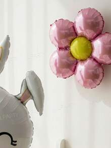 6pcs/Set 32-Inch Pearl Powder Number 0-9 Birthday Party Decorative Balloons, Suitable For Easter Birthday Decorations, Huge Matte Rabbit Shaped Foil Balloon, 18-Inch Pink Heart/Round Foil Balloons, Flower Shaped Foil Balloons, Suitable For Spring Outdoor Party Decorations - Multicolor - View 8