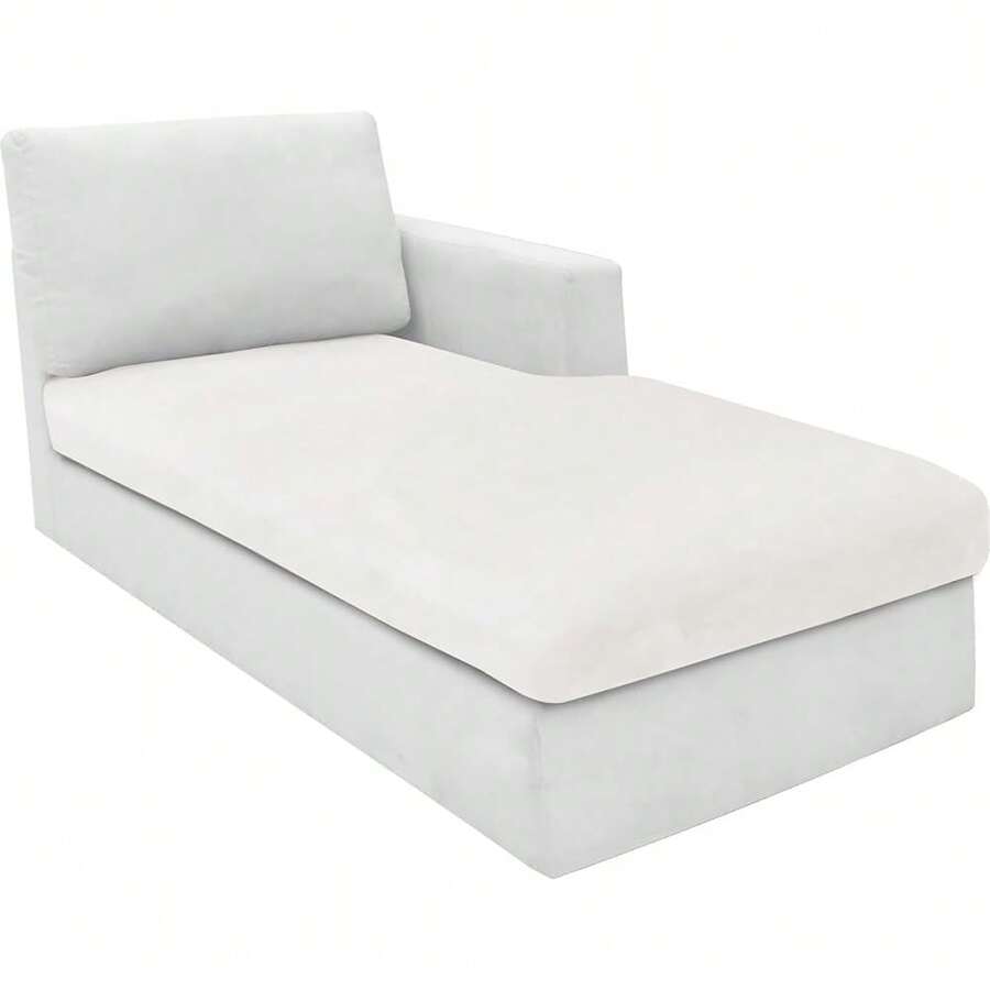 MAXIJIN 1 Piece Velvet Chaise Cover Stretch Sectional Couch Covers For L Shaped Sofa Fitted Soft Chaise Lounge Cushion Cover Sofa Slipcover With Elastic Bottom (Chaise Cover, White) - 白色的 - 查看 1