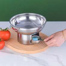 Olla caliente duradera de 20/22 cm de acero inoxidable, estufa gruesa con doble asa, utensilios de cocina para el hogar - 20CM-Plata - Ver 3