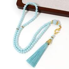 1 String/12 Strings Islamic Prayer Beads, 99pcs Glass Faux Pearl Beads On String, For Ramadan Worship And Arabic Praise Bracelet. Tassel Pendant 99pcs Islamic Rosary Beads, Glass Pearl Prayer Bracelet, Daily Worship, Ramadan Small Gift - Multicolor - View 7