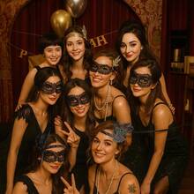 TendenciaMascara Gatsby Accesorios Disfraz Halloween Plumas DiademaCalidad premium - C negra - Ver 8