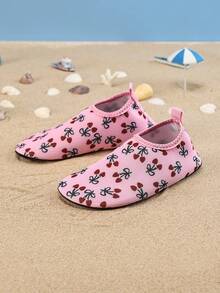 1 Paar neue bequeme modische lässige leichte süße Cartoon-Kirsch-Schleifen-Muster Outdoor-Strand-Fußschutz-Rosa-Bach-/Wasserschuhe für Mädchen für Frühling/Sommer/Herbst - Pink - Übersicht 5
