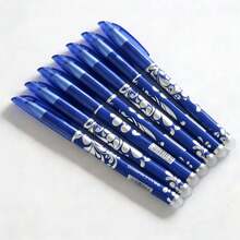12pcs Blue Erasable Pens - Rubber Pencils, Erasable Pens With Erasers, Friction Pens With Erasers, Erasable Gel Pens, Children/Adult Writing Pens/Stationery - Sets - View 7