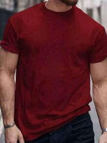 Basic Casual Shirt For All Occasions. Men's T-Shirt, 30.1 Thread Count, Lightweight, Soft Fabric With Good Drape And Durability, 100% Cotton. - 紅木色 - 查看 2