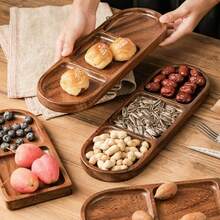 1个木质托盘，可作甜点盘、小吃拼盘、早餐托盘，适用于家庭厨房、餐厅、开胃菜盛放、派对、下午茶、家庭聚会、户外露营等场合，可盛放水果、糖果、甜点、蛋糕、寿司、节日聚会、派对装饰等。