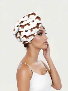 1/2 piezas Conjunto de bata de baño, bata de baño y toalla para el cabello con estampado de salchicha, alta absorción, cómodo para uso doméstico, conjunto sexy de bata de baño y toalla para el cabello, decoración de baño - Multicolor - Ver 7