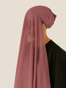 1pc 2-In-1 Chiffon Hijab With Undercap, Silky Soft & Breathable Jersey Hijab & Undercap Set, Suitable For Muslim Daily Wear - Multicolor - View 12