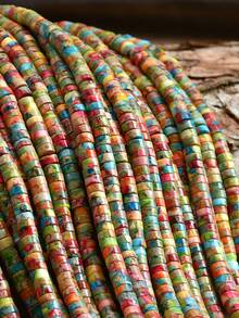 38cm/String Natural Stone Abacus Cylinder Decorative Spacer Beads, Flat Round 4*2mm Natural Stone Jewelry Making Materials Approx. 190pcs, Suitable For DIY Necklace, Bracelet And Crafts - Multicolor 1 - View 14