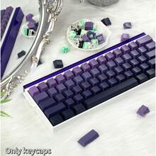 Juego de 134 teclas PBT degradado púrpura, ergonómico y cómodo, compatible con teclados mecánicos MX, experiencia de escritura suave, material PBT duradero, mejor regalo para entusiastas de teclados - degradado púrpura - Ver 4