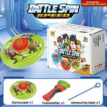 新款合金对战陀螺套装，带发射器和大号手柄，经典陀螺玩具，堆叠乐趣，竞技对战模式，男孩派对游戏，适合作为生日、圣诞节、新年礼物 - 紅色 - 查看 17