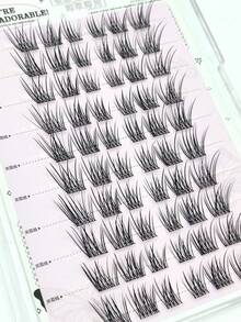 60片免胶婴儿自然分段假睫毛，韩式逼真睫毛，适合初学者，大容量垂坠单簇C型卷翘睫毛 - C - 查看 9