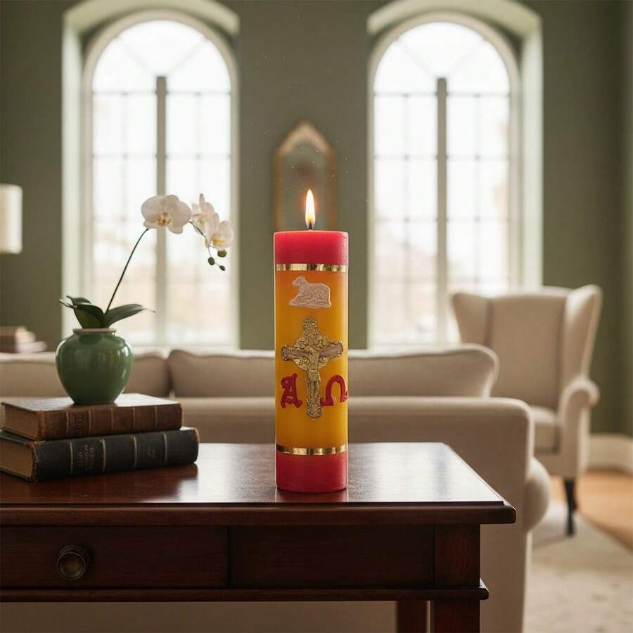 TendenciaCirio Pascual Vela De Oración Artesanal 1 Kg Hecho En MéxicoCalidad premium - Crema - Ver 1