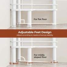 Orimade Rustproof 2 Tier Floor Standing Corner Shower Caddy Organizer With Toothbrush Holder, Large Spacing Floor Shower Shelf Rack Storage Stands With Hooks For Bathroom Kitchen, White - ColorA - 查看 7