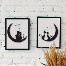 4pcs Moon Cat Stencils - 7.9x7.9 Inch Reusable DIY Handcraft, Wall, Fabric And Frame Delicate Cat Shape Design, Suitable For Painting And Creative Projects, Craft Stencils - Multicolor - View 3