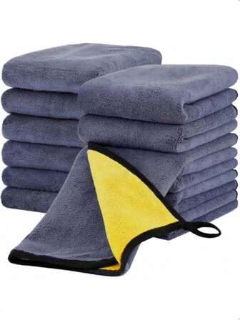 Toalla de limpieza de microfibra extra grande, gruesa y súper suave, paño de limpieza de cocina, toalla de detallado de automóvil, toalla de secado de automóvil, toalla de lavado de automóvil, toalla de microfibra súper suave para automóvil, paño de pulido y encerado, toalla absorbente, toalla de gamuza de microfibra ultrafina para automóvil