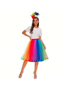 Váy Lolita Tulle Cầu Vồng Mới, Váy Biểu Diễn Sân Khấu Ballerina Màu Kẹo Không Có Xương Crinoline - Nhiều màu - Xem 9
