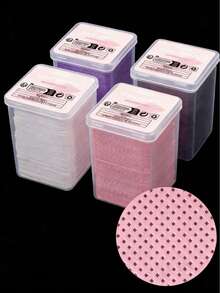 200/400/1200片装混色美甲清洁湿巾，紫色无纺布心形清洁湿巾，粉色美甲工具，方形白色盒装凝胶指甲油卸除湿巾，黑色清洁剂，无绒指甲卸除湿巾清洁纸