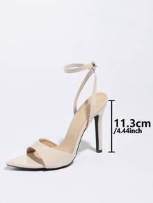 Jin Bei Qi 女士高跟鞋，光泽亮丽的高品质软镜面材质，尖头性感细高跟鞋，适合春夏夜店、高端派对、户外时尚展览等场合，可调节踝带杏色女士凉鞋，百搭高跟鞋，可搭配连衣裙，优雅鞋履 - 杏色 - 查看 5