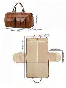 Multi Functional Portable Folding Travel Bag, Men's And Women's Clothing Storage Bag, Simple Solid Color Large Capacity Outdoor Fitness Bag, Practical Multi Pocket Partition Storage Overnight Handbag, Equipped With Independent Shoe Compartment And Adjustable Long Shoulder Strap, Suitable For Business Trips, Overnight Fitness, Etc - 棕色 - 查看 3
