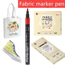 返校季及布料DIY绘画笔，纺织马克笔，6/8/12/24/30色可选，防渗色，防褪色，适用于衣物，布料DIY装饰马克笔，纺织专用永久性马克笔，多尺寸布料绘画笔，防水，不褪色，适用于衣物/布料，防渗色布料绘画，服装涂鸦纺织笔 - DIY織物彩繪筆 - 查看 10