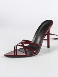 Women's Burgundy Pointed Toe Stiletto High Heel Sandals, Elegant For Wedding & Party, Comfortable, Fashionable, Versatile, High-End High Heels - Burgundy - View 6