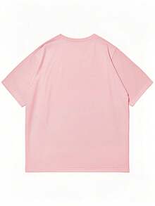 男士宽松圆领短袖印花T恤 | 精致设计 | 夏季必备 | 易于搭配 - 粉色 - 查看 4