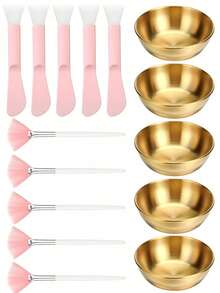 1-40pcs Professional Esthetician Facial Care Spa Set, Portable Face Mask Mixing Bowl, Dual-Head Silicone Brush Scraper, Fan-Shaped Mask Applicator Brush, Measuring Spoon, Suitable For Spa Centers And Home Gatherings, Sleepovers, Party, Skincare Mask Mixing Tool Kit - Multicolor - View 22