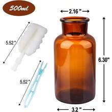 Set Of 6 Amber Bud Vases, Small Glass Vases, Vintage Medicine Bottles Apothecary Jars With Brush, Flower Vases For Home Decor, Wedding Centerpieces - 預設 - 查看 3
