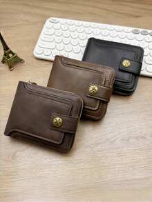 极简时尚商务风PU拉链钱包 - 黑色 - 查看 3