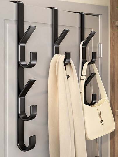 1/2/5/10 piezas Perchero colgante de 5 niveles para colgar sobre la puerta, ganchos fáciles de instalar para abrigos, bolsos, dormitorio, baño, organización del hogar, dormitorio, verano, almacenamiento, colgador de puerta, almacenamiento, toallero