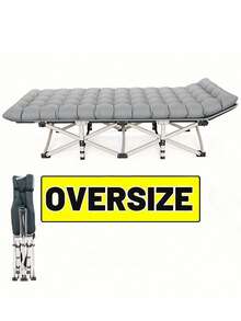 1pc Portable Folding Bed - Heavy Duty Dual Sided Mattress, Camping Bed, Easy To Assemble, Includes Carry Bag, Gray, Space Saving, Comfortable Sleeping Solution For Indoor/ Outdoor Use,Valentine's Day Gift - Grey - View 5