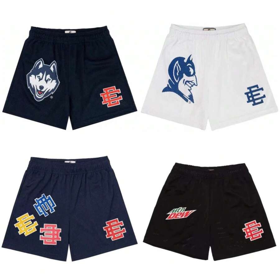 2025 New Summer EE  Basic Mesh Short Classic Floral Printed Gym Shorts Men's Gym Basketball Sports Casual Shorts - Hải quân gou - Xem 1