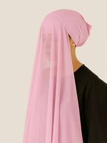 1pc 2-In-1 Chiffon Hijab With Undercap, Silky Soft & Breathable Jersey Hijab & Undercap Set, Suitable For Muslim Daily Wear - Multicolor - View 15