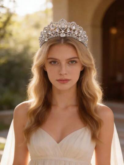 巴洛克风格水晶水钻皇冠，宫廷风头饰，适合派对、婚礼、新娘佩戴，可作皇冠、头饰、发饰等。