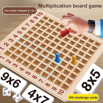 Multiplication Board Game - Educational Math Learning Set For Family Fun, Standard Edition, Interactive Game , Includes Chess Pieces, Dice, And Cards For Thanksgiving & Christmas Gifts