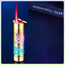 Pink Windproof Butane Lighter Featuring A 3D Dragon Engraving, Perfect For Gifts On Valentine'S Day, Christmas, Or Father'S Day. Fuel Not Included. - 復古火炬打火機 - 查看 6