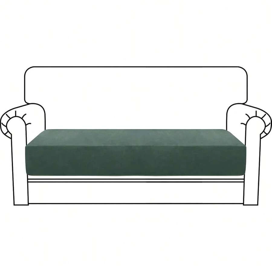 MAXIJIN Velvet Stretch Couch Cushion Covers Soft Loveseat Cushion Cover Replacement Sofa Seat Cushion Slipcovers RV Protector With Elastic Bottom (1 Piece Loveseat Cushion Cover, Pea Green) - PeaGreen - Xem 1