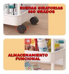 TendenciaCarrito Auxiliar Organizador Almacenamiento Multiusos L263gyCalidad premium - Beis - Ver 4