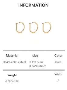 1pc/3pcs/5pcs Stainless Steel D-Shape Fake Nose Ring Jewelry, Piercing Accessory For Men Daily Wear And Parties - Multicolor - View 20
