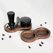 Coffee Tamper Mat, Walnut Wood Coffee Tamper Holder, Coffee Accessories - Brown - View 1