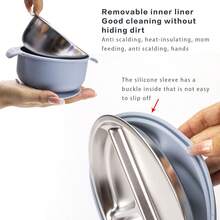 5件套/4件套不锈钢餐具套装，婴儿喂养用具，断奶工具，围兜，不锈钢盘子，不锈钢碗，不锈钢叉勺 - 彩色 - 查看 8