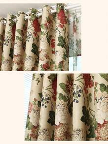 1 tấm rèm cửa họa tiết hoa phong cách đồng quê Mỹ đục lỗ cho phòng khách, phòng ngủ, ban công, rèm voan - Nhiều màu - Xem 4